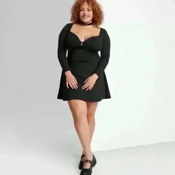 NEW Wild Fable Women's Long Sleeve Twist-Front Mini Knit Dress Size 1X - Picture 1 of 8